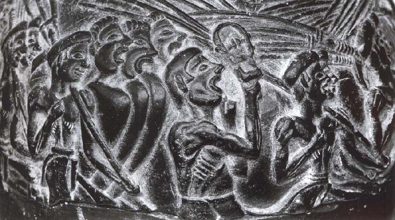 unknow artist Detail of vase with agricultural workers, from Hagia Triade Crete